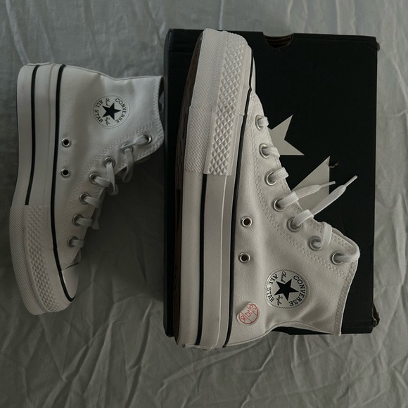 Converse White Canvas High-Tops - Picture 1 of 4